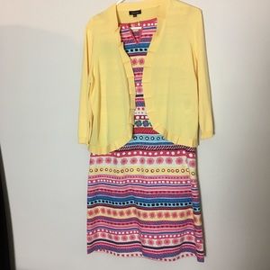 Talbots colorful sheath dress and sweater size 12
